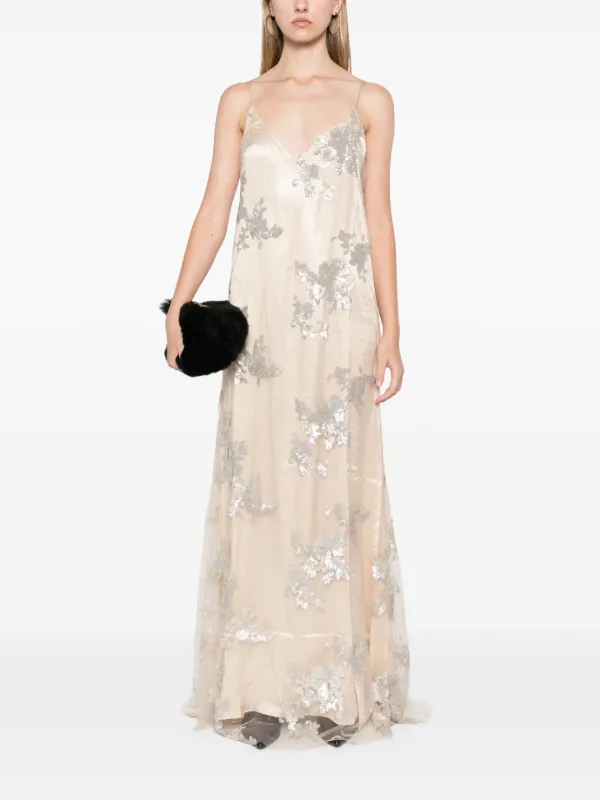 Drew floral embroidered tulle evening dress hotsell