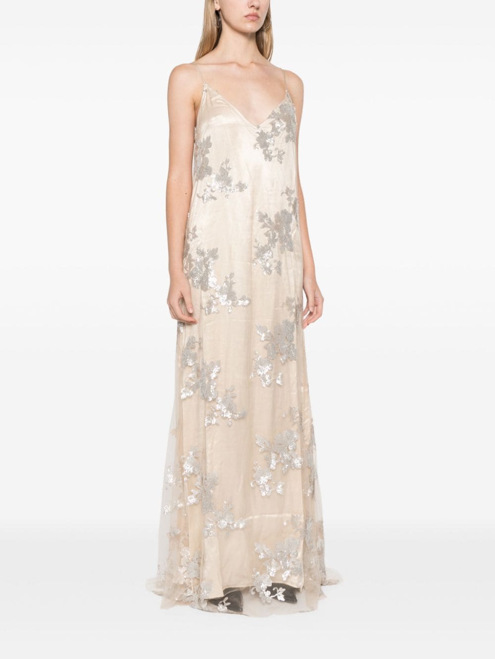 Shop Marques' Almeida Sequin-embellished Maxi Dress In Neutrals