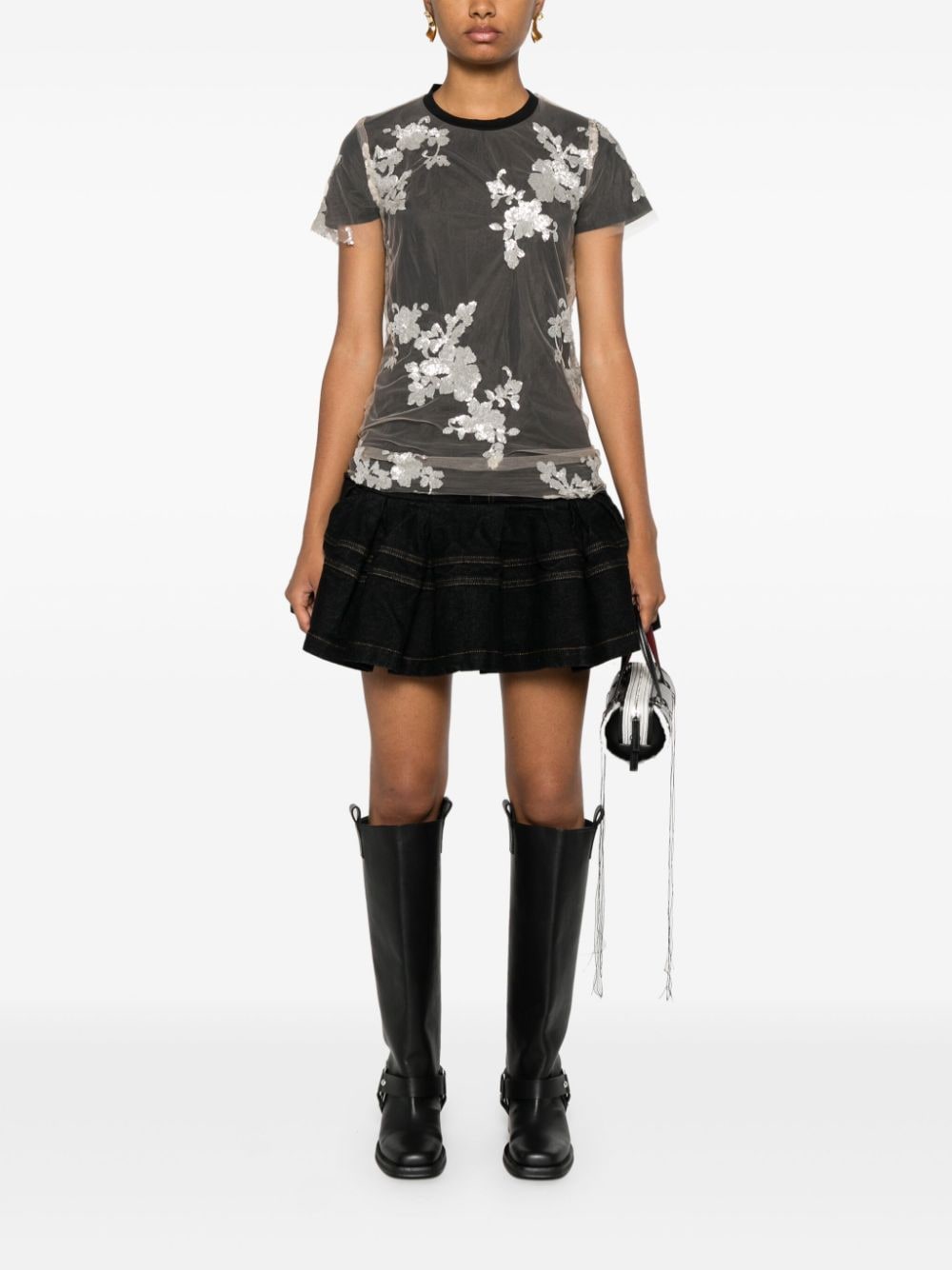 Shop Marques' Almeida Denim Mini B Skirt In Black