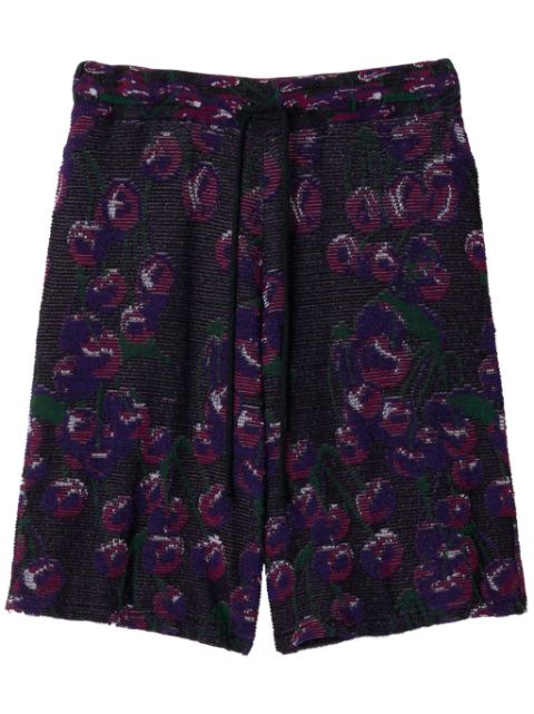 Burberry patterned intarsia-knit cotton-blend shorts Men