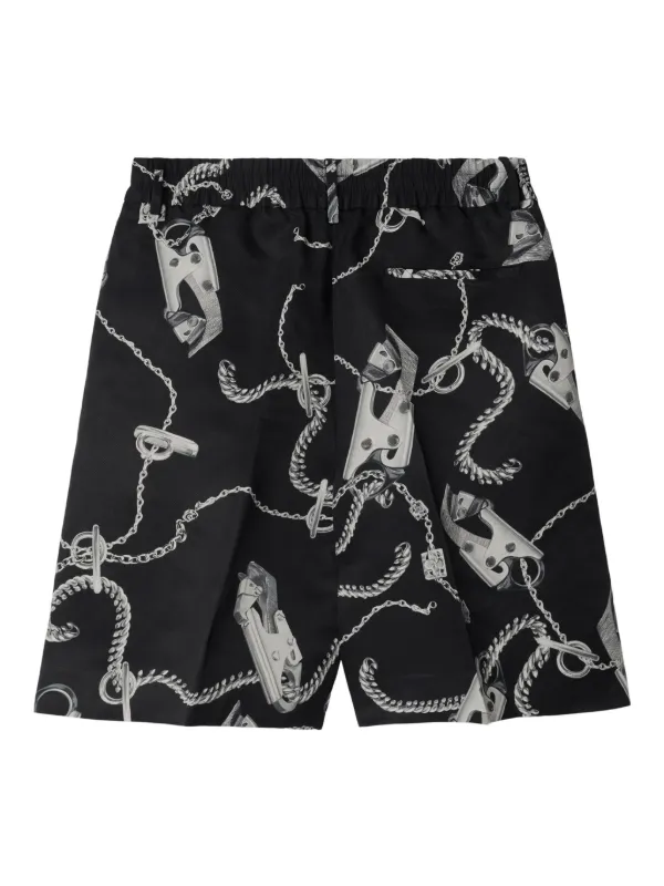 DW　(BURBERRY) Burberry Chain link-print straight-leg Shorts | Silver