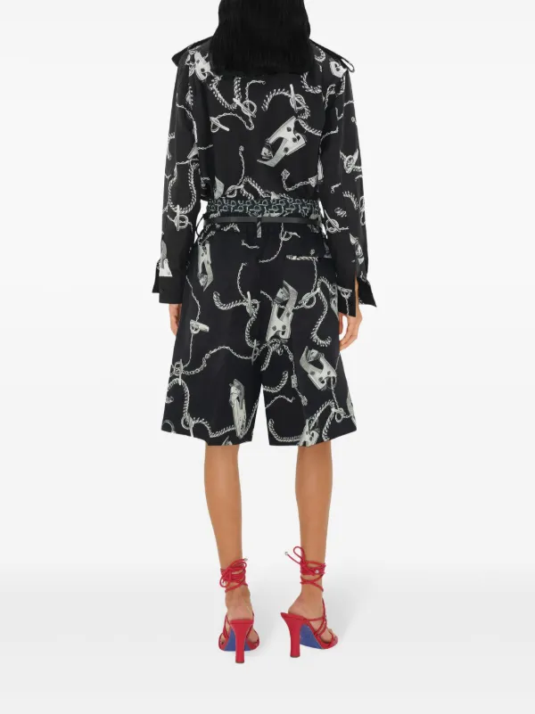 Burberry Chain link-print straight-leg Shorts | Silver