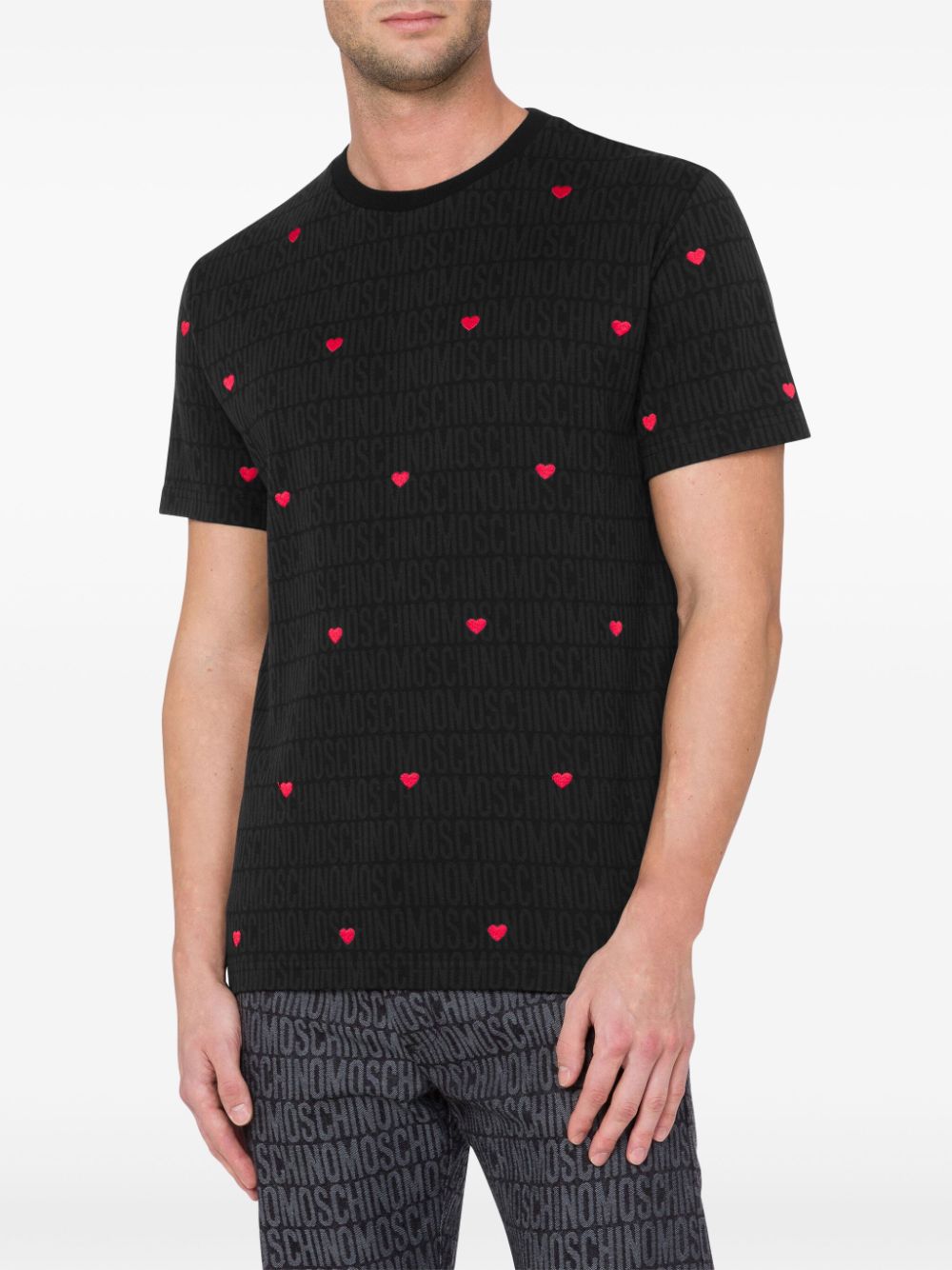 Moschino Katoenen T-shirt met logoprint Zwart