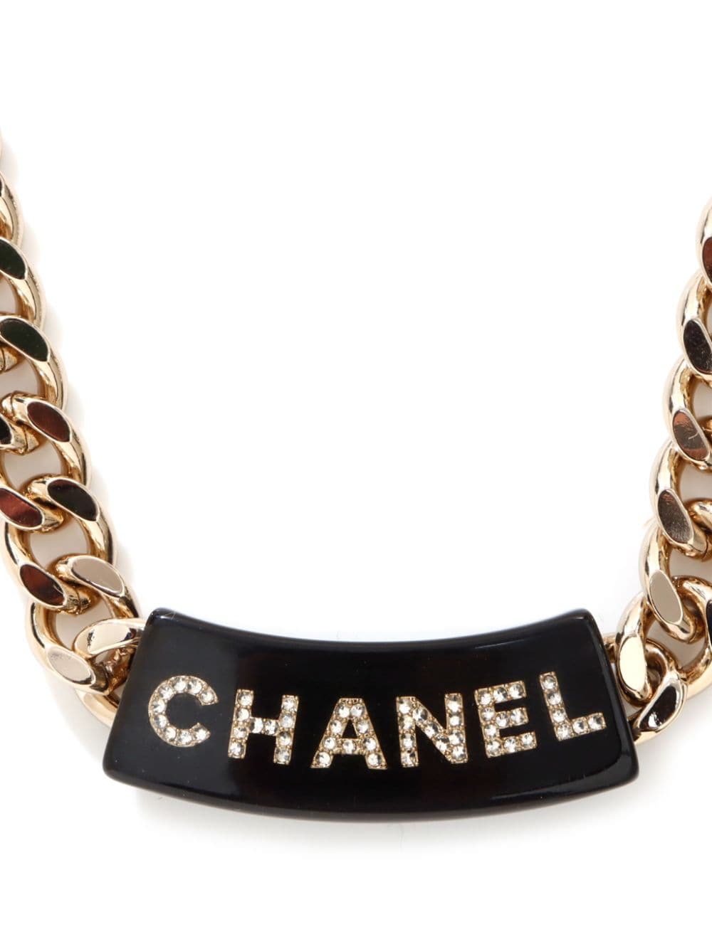 CHANEL Pre-Owned 2022 logo-pendant chain necklace - Goud