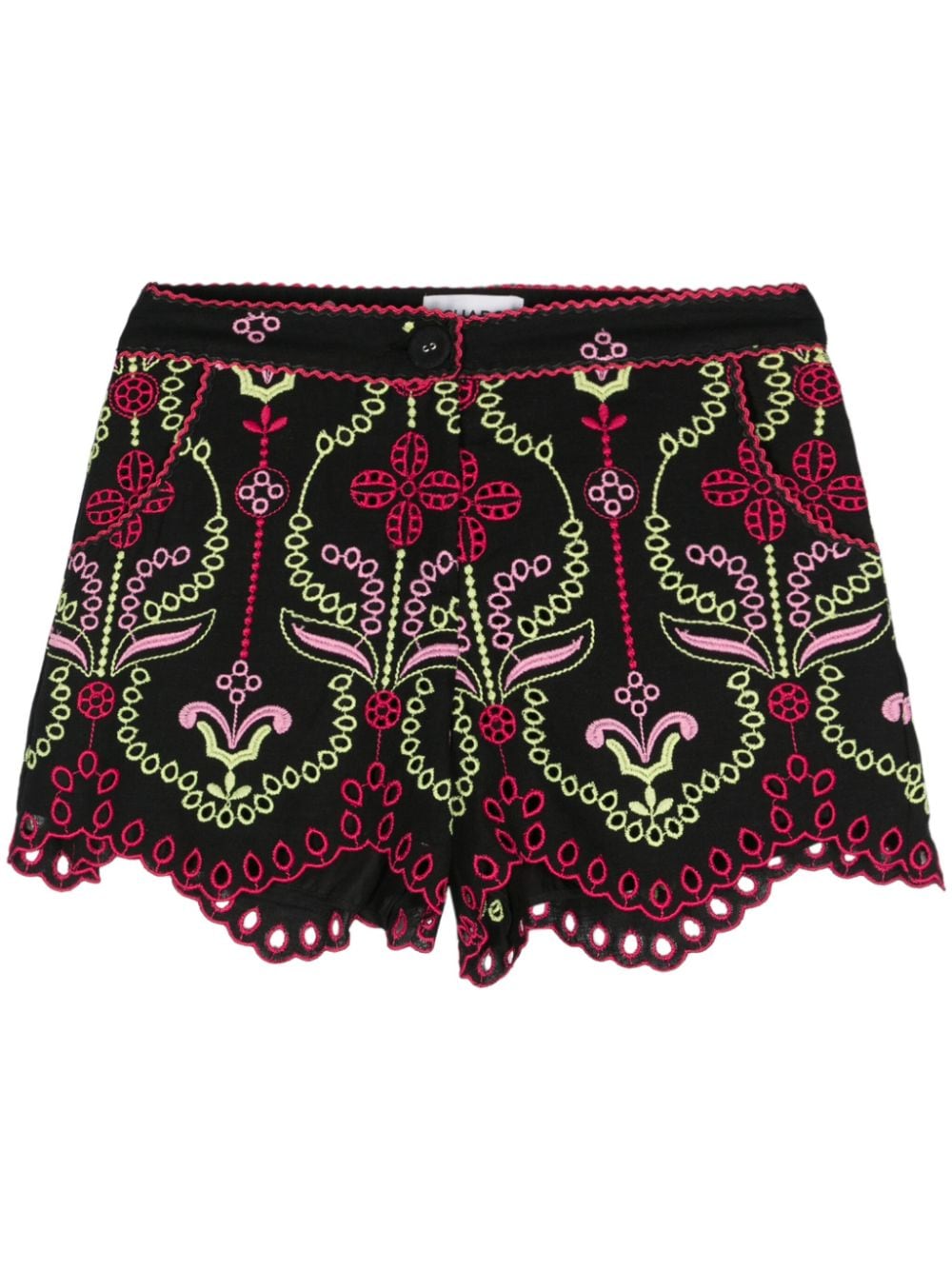 Shop Charo Ruiz Mason Floral-embroidered Shorts In Black