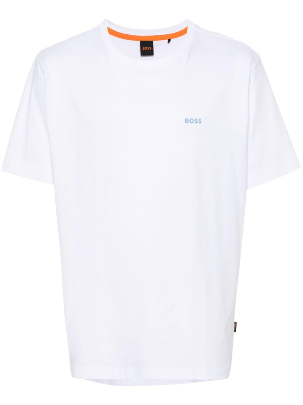 coral-print cotton T-shirt