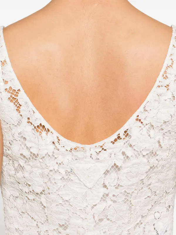 Prada floral-lace A-line Dress | White | FARFETCH