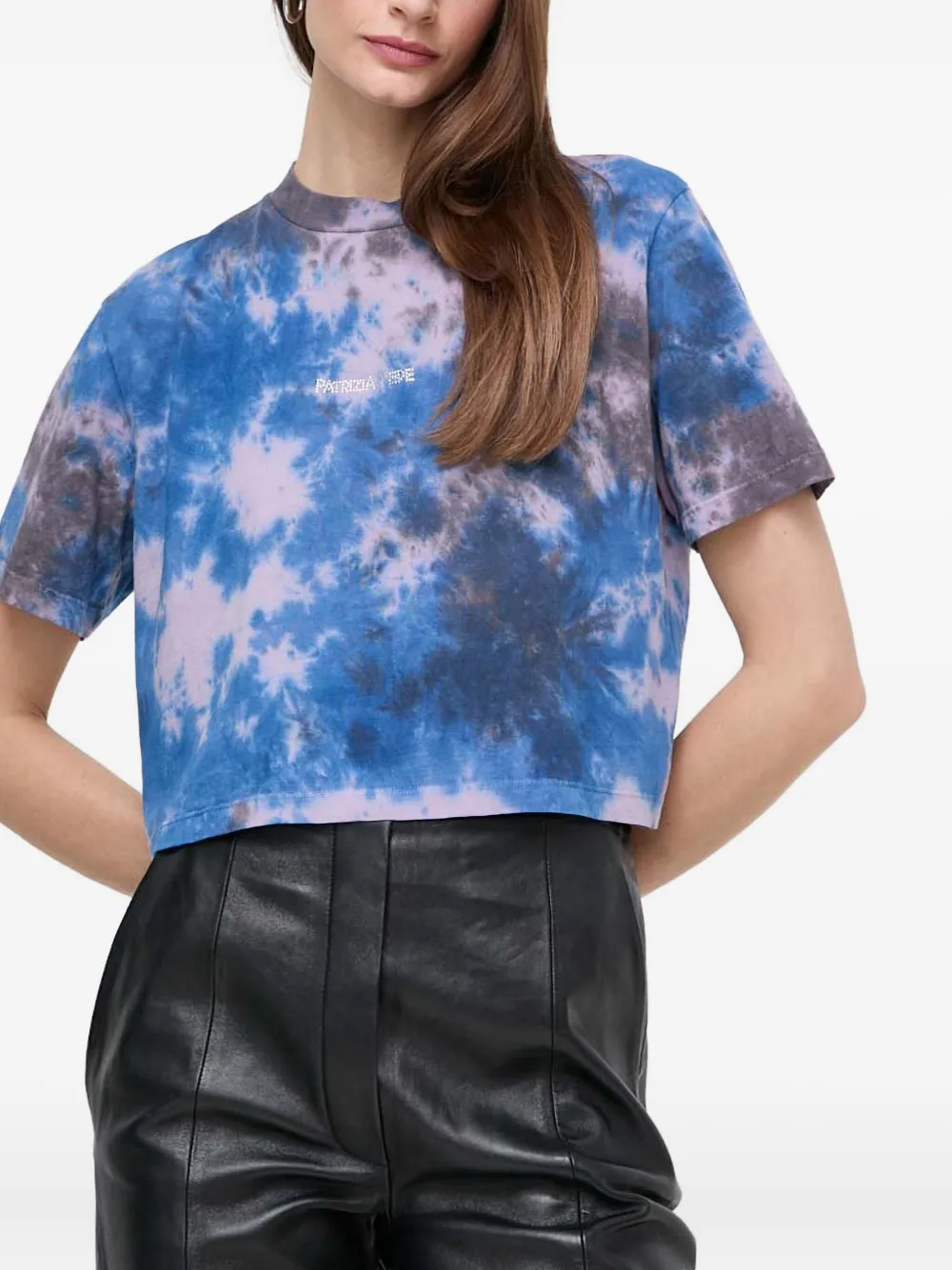 Patrizia Pepe tie-dye embellished top - Blu