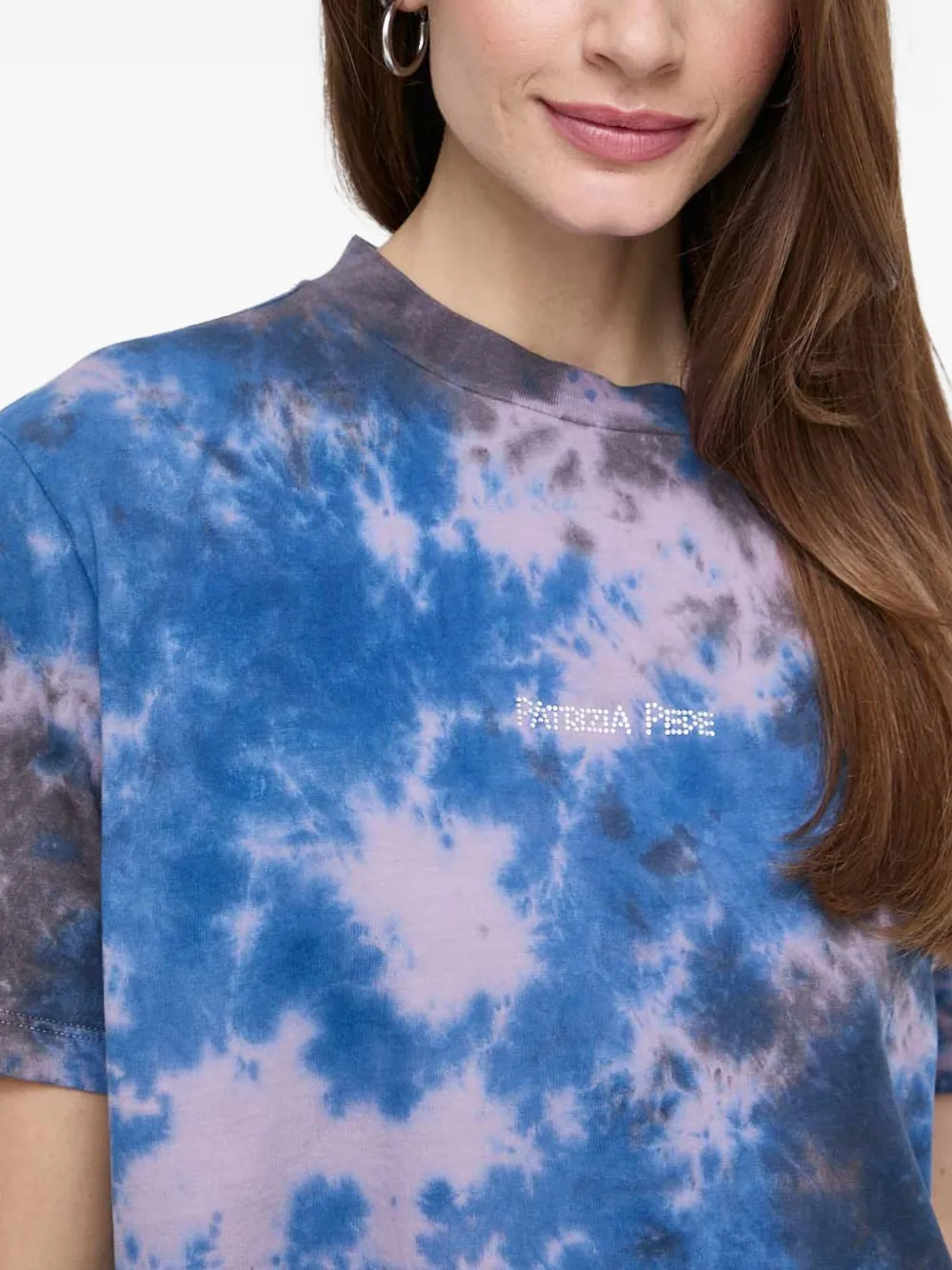 Patrizia Pepe Top met tie-dye print Blauw