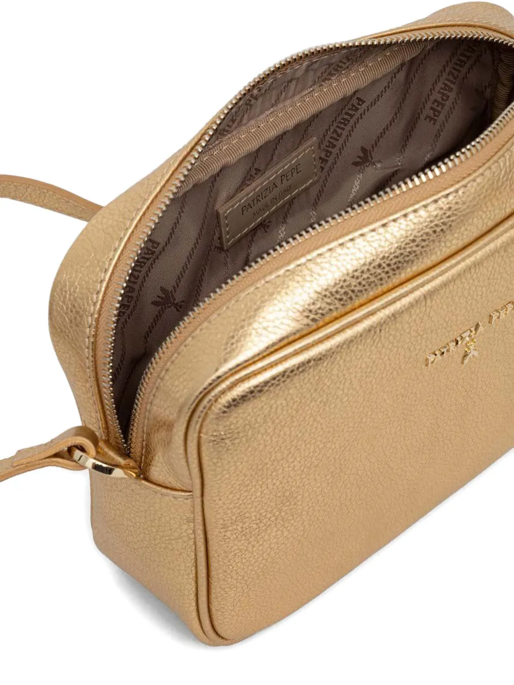 Patrizia Pepe Crossbodytas met logo Goud