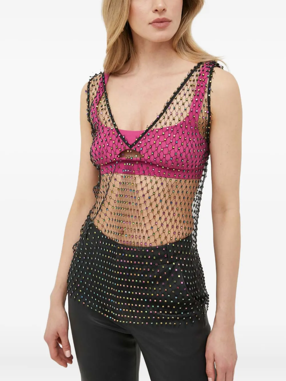 Patrizia Pepe beaded net top - Nero