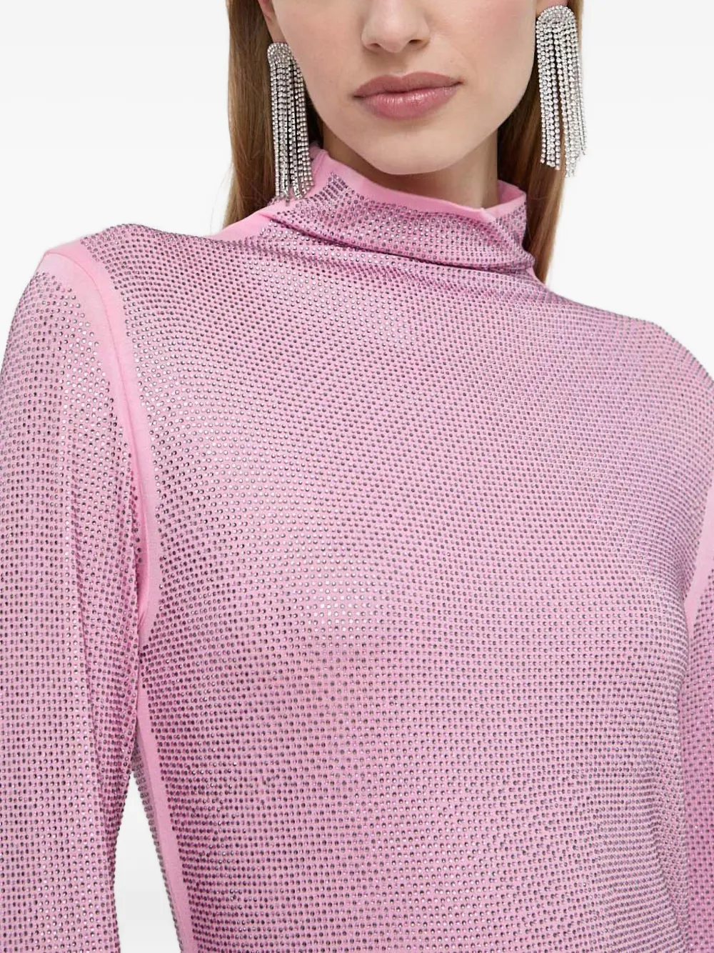 Patrizia Pepe High-neck Embellished Mini Dress In Pink