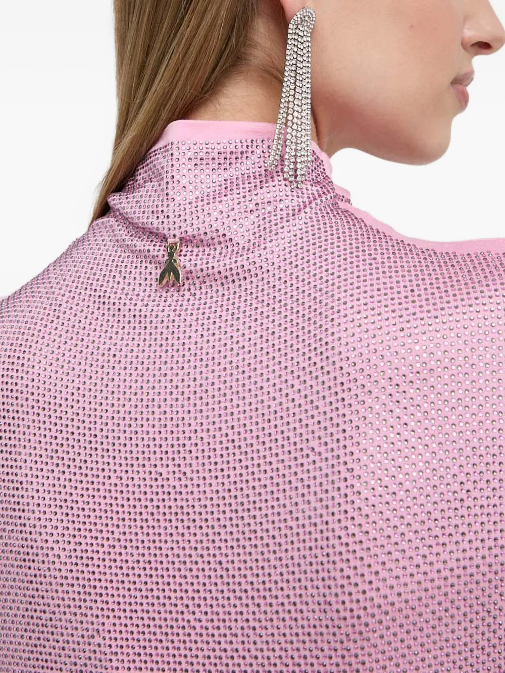 Patrizia Pepe High-neck Embellished Mini Dress In Pink