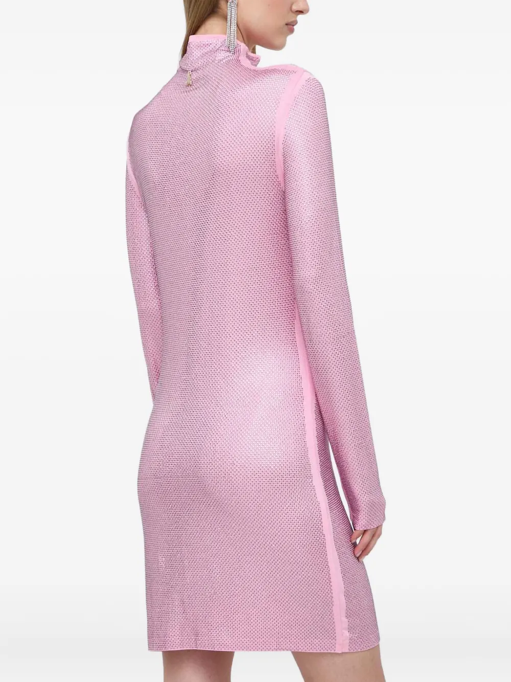 Patrizia Pepe High-neck Embellished Mini Dress In Pink