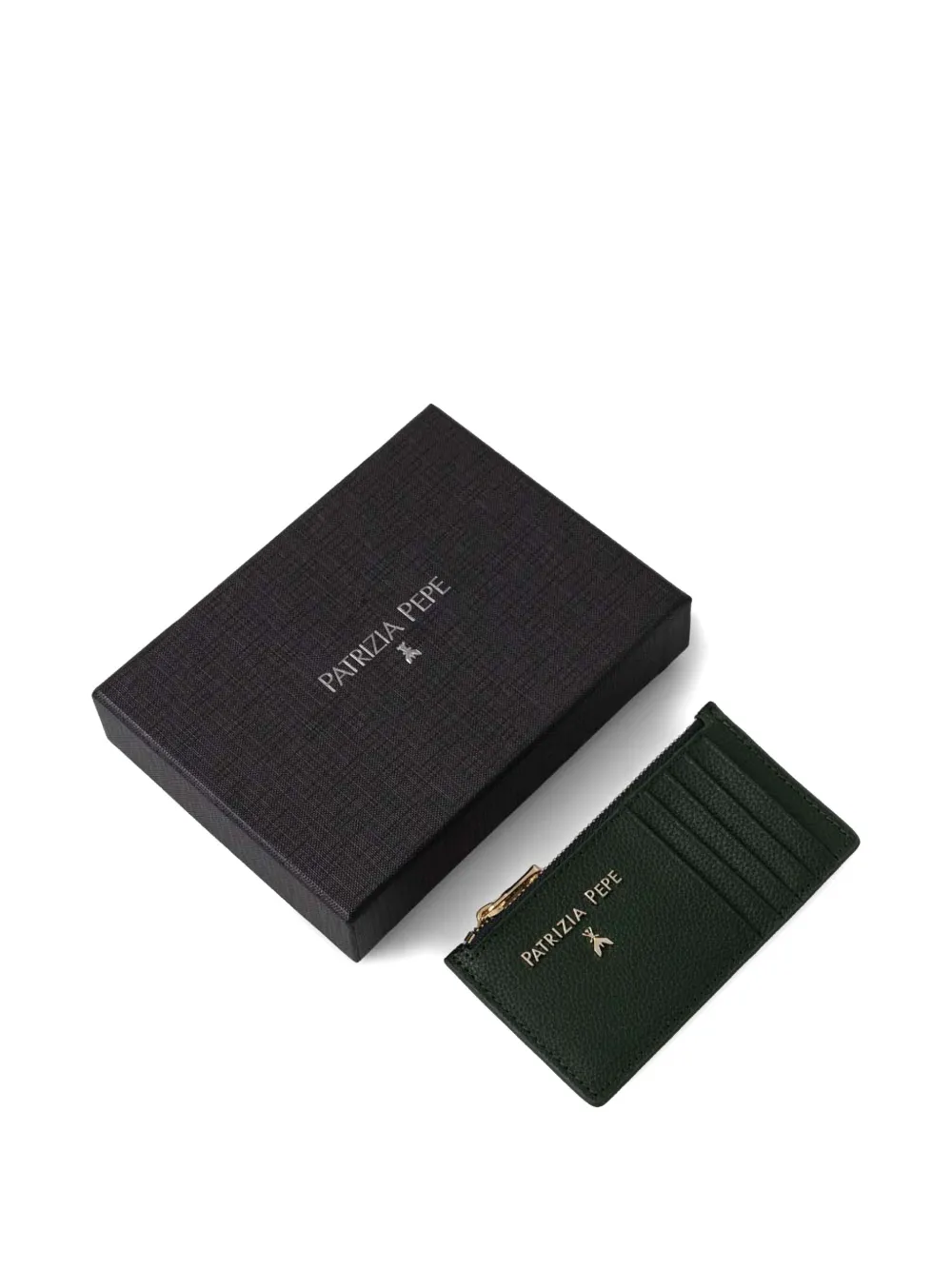 Patrizia Pepe Logo-lettering Leather Card Holder In Green
