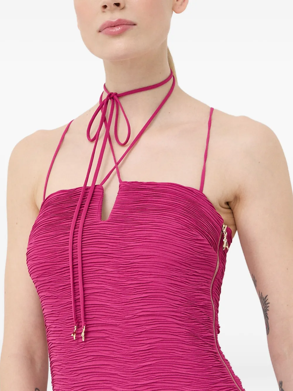 Patrizia Pepe Mini-jurk met ruches en rits Roze