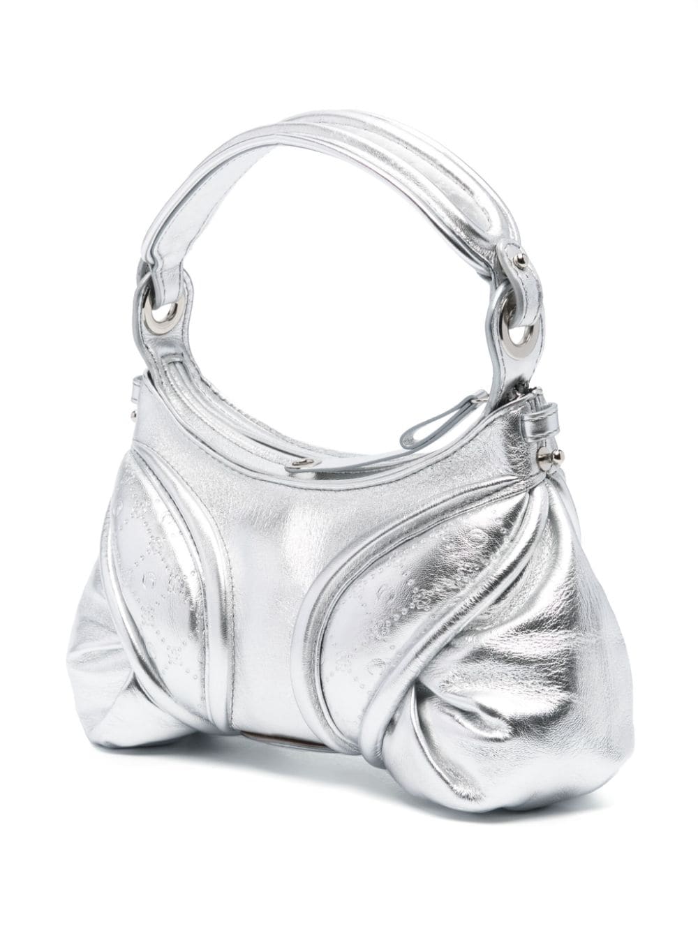 Shop Marine Serre Mini Futura Tote Bag In Silver