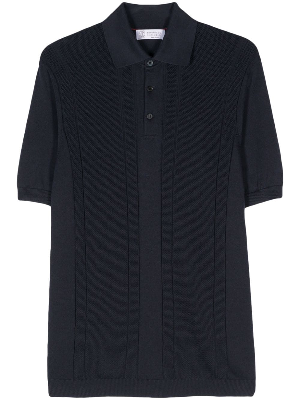 Brunello Cucinelli Knitted Polo Shirt In Blue