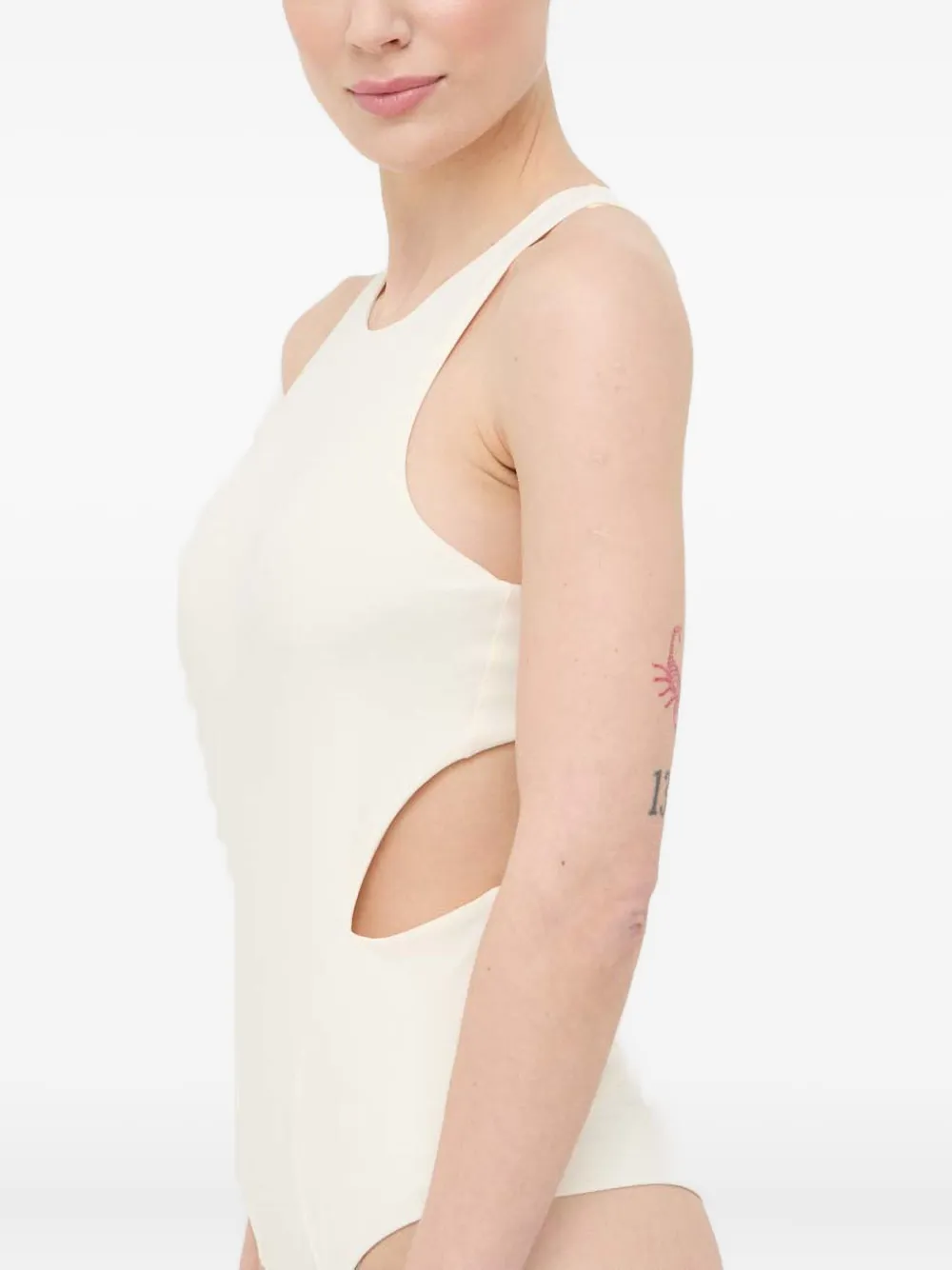 Patrizia Pepe Cutout Bodysuit In Neutral