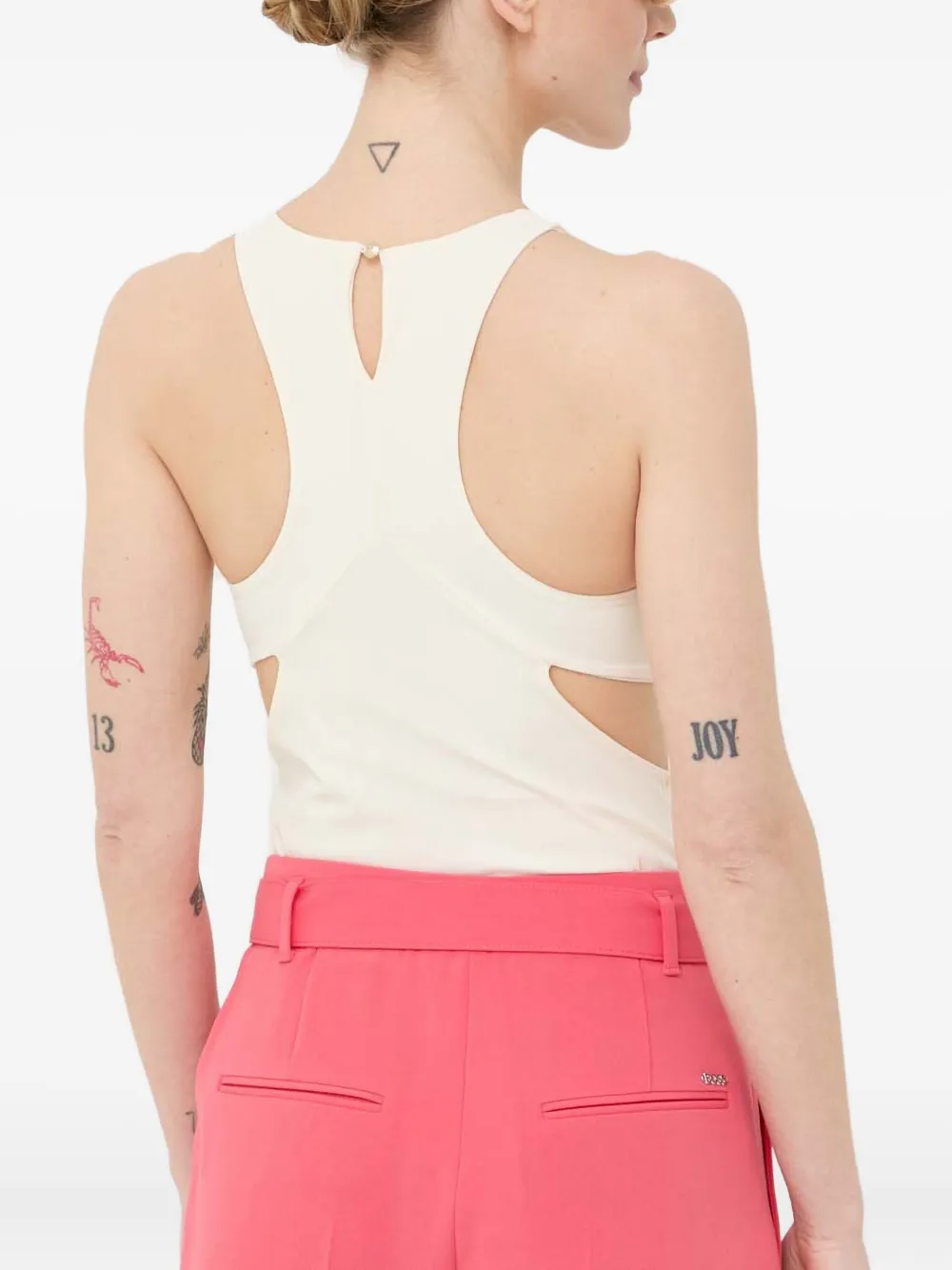 Patrizia Pepe Cutout Bodysuit In Neutral