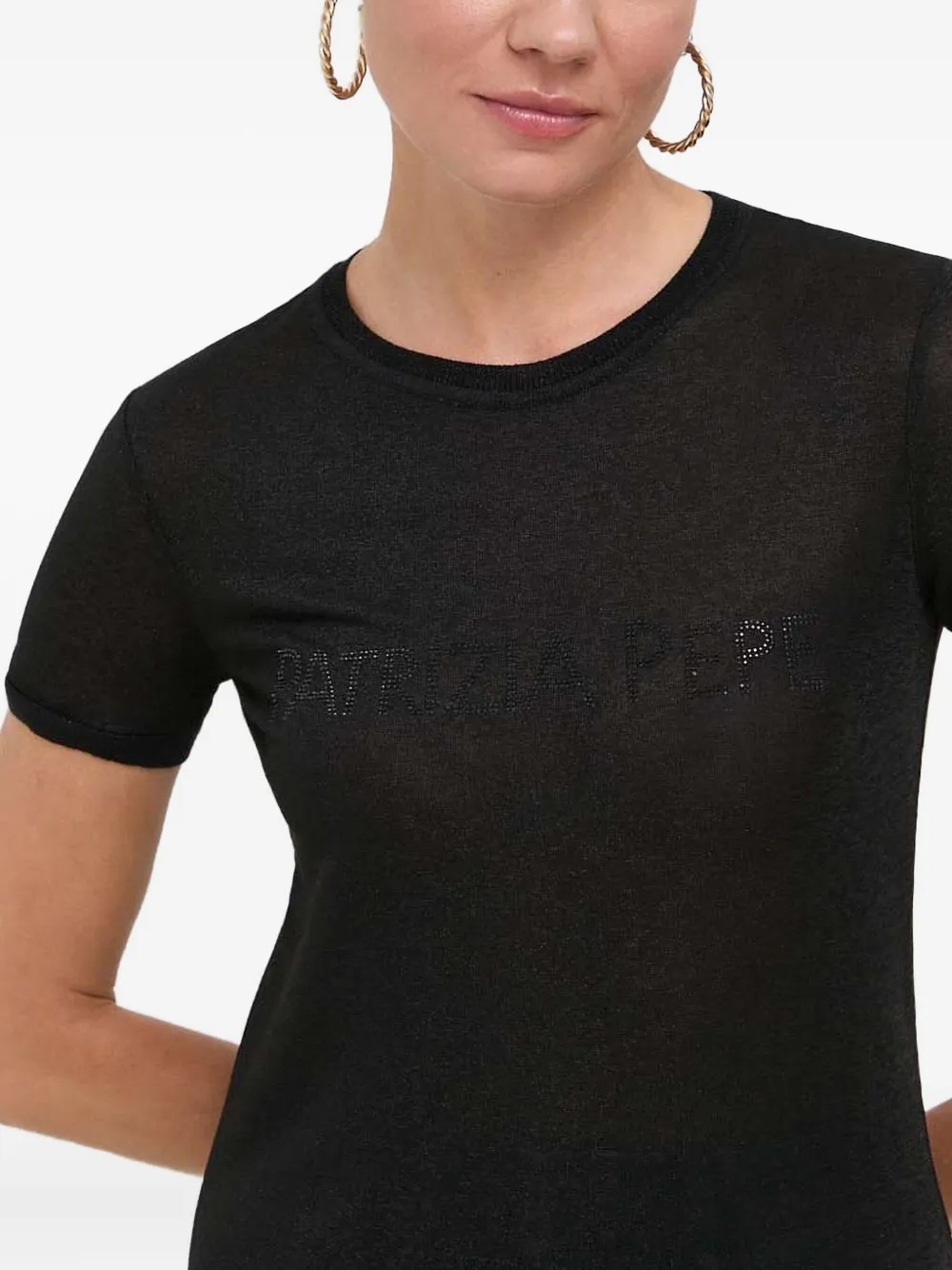 Patrizia Pepe T-shirt met logodetail Zwart