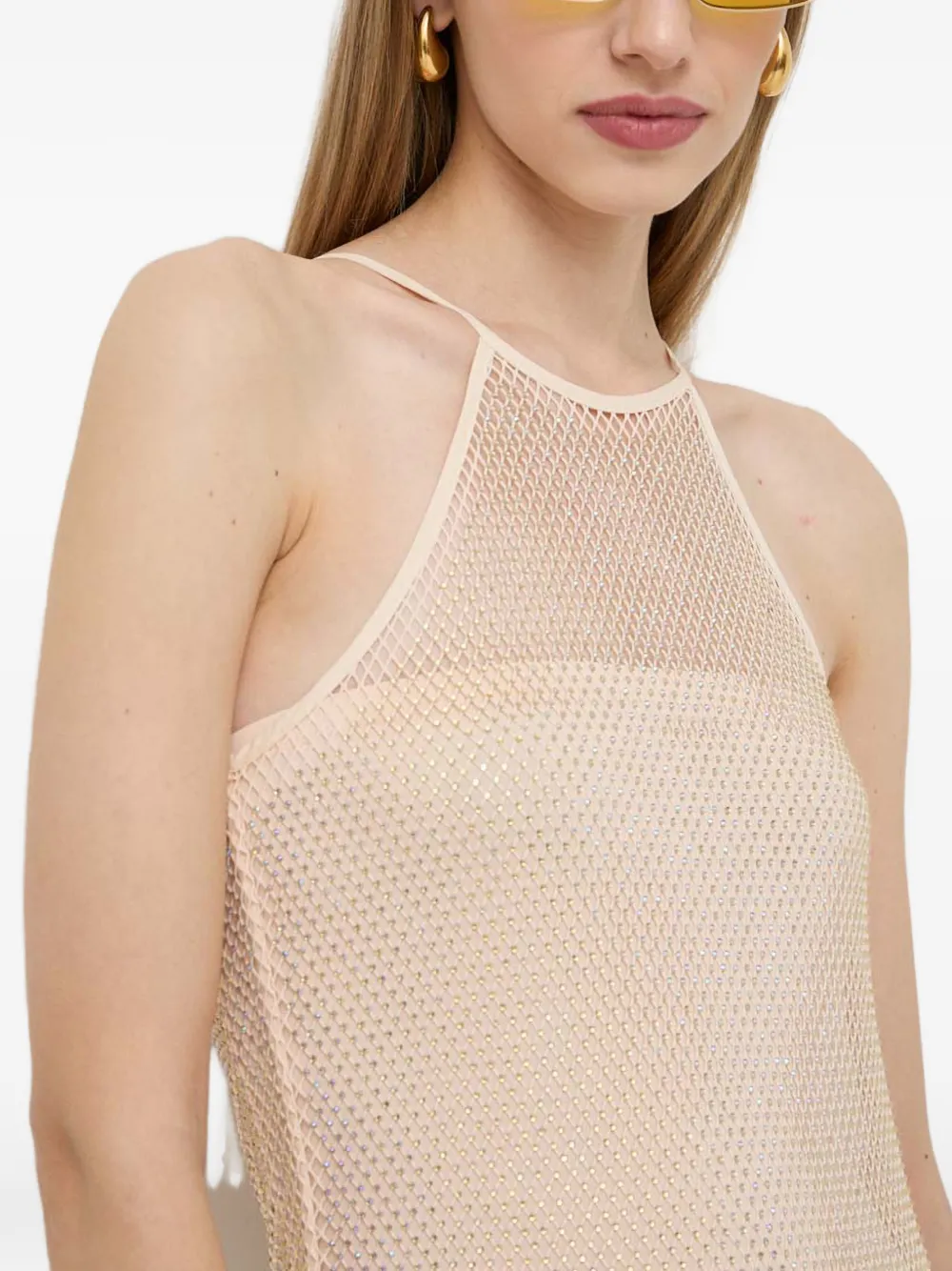 Patrizia Pepe Verfraaide midi-jurk Beige