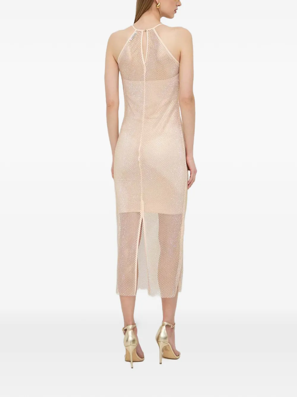 Patrizia Pepe Verfraaide midi-jurk Beige