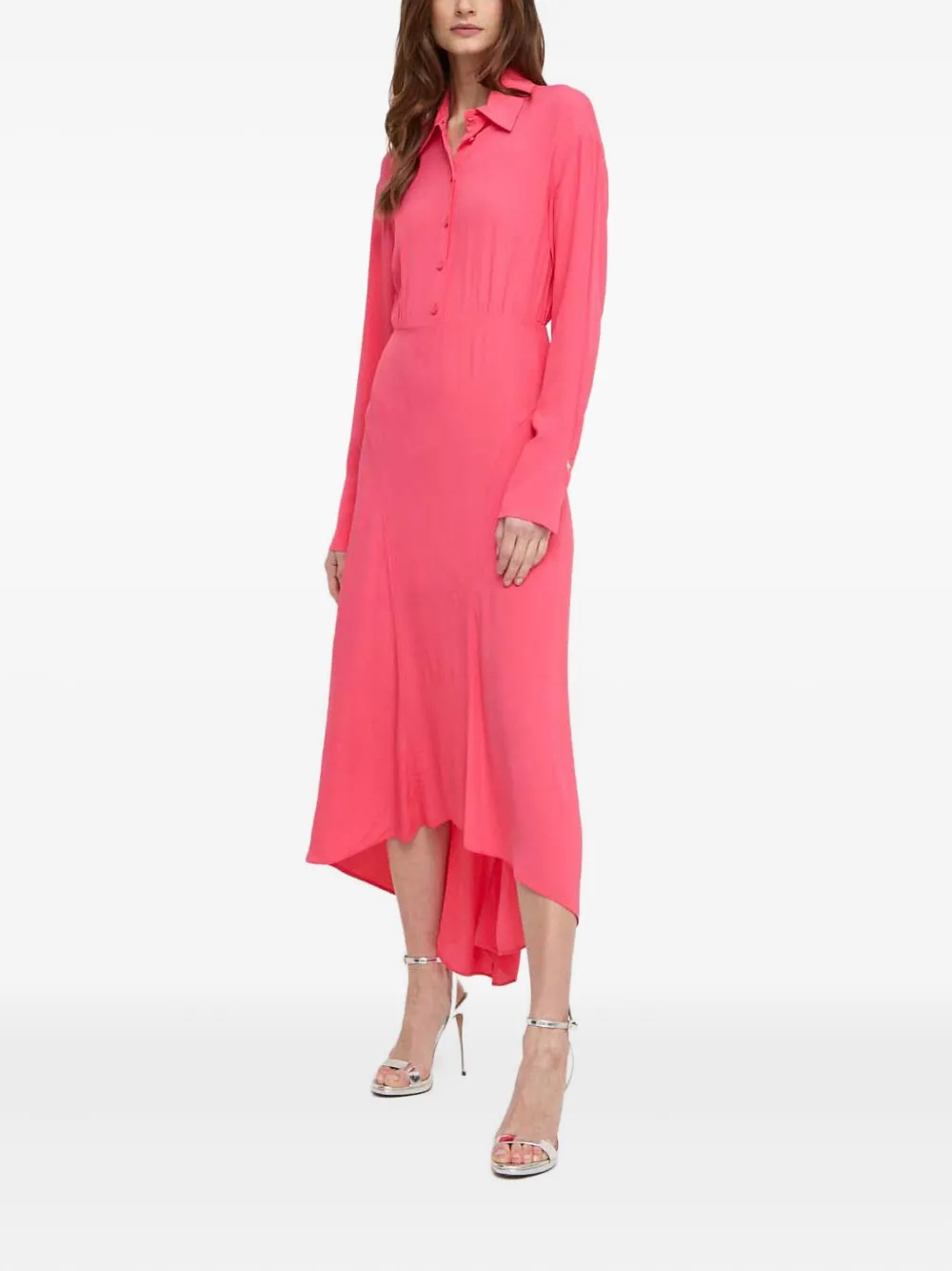 Patrizia Pepe button asymmetric maxi dress - Rosa
