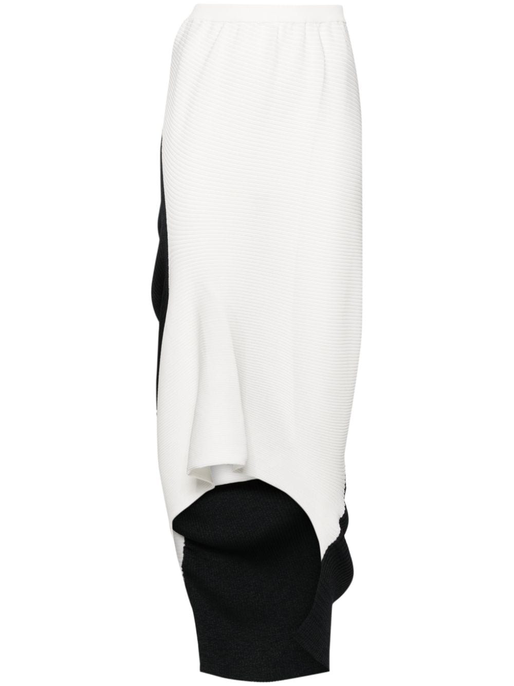 Issey Miyake Asymmetric Ribbed Midi Skirt In White