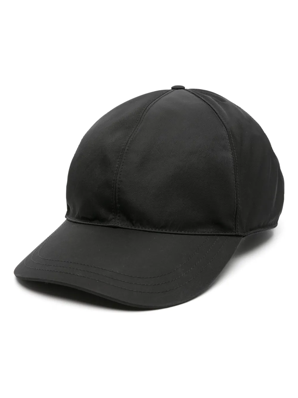 Pre-owned Prada Re-nylon Triangle-logo Cap In Black