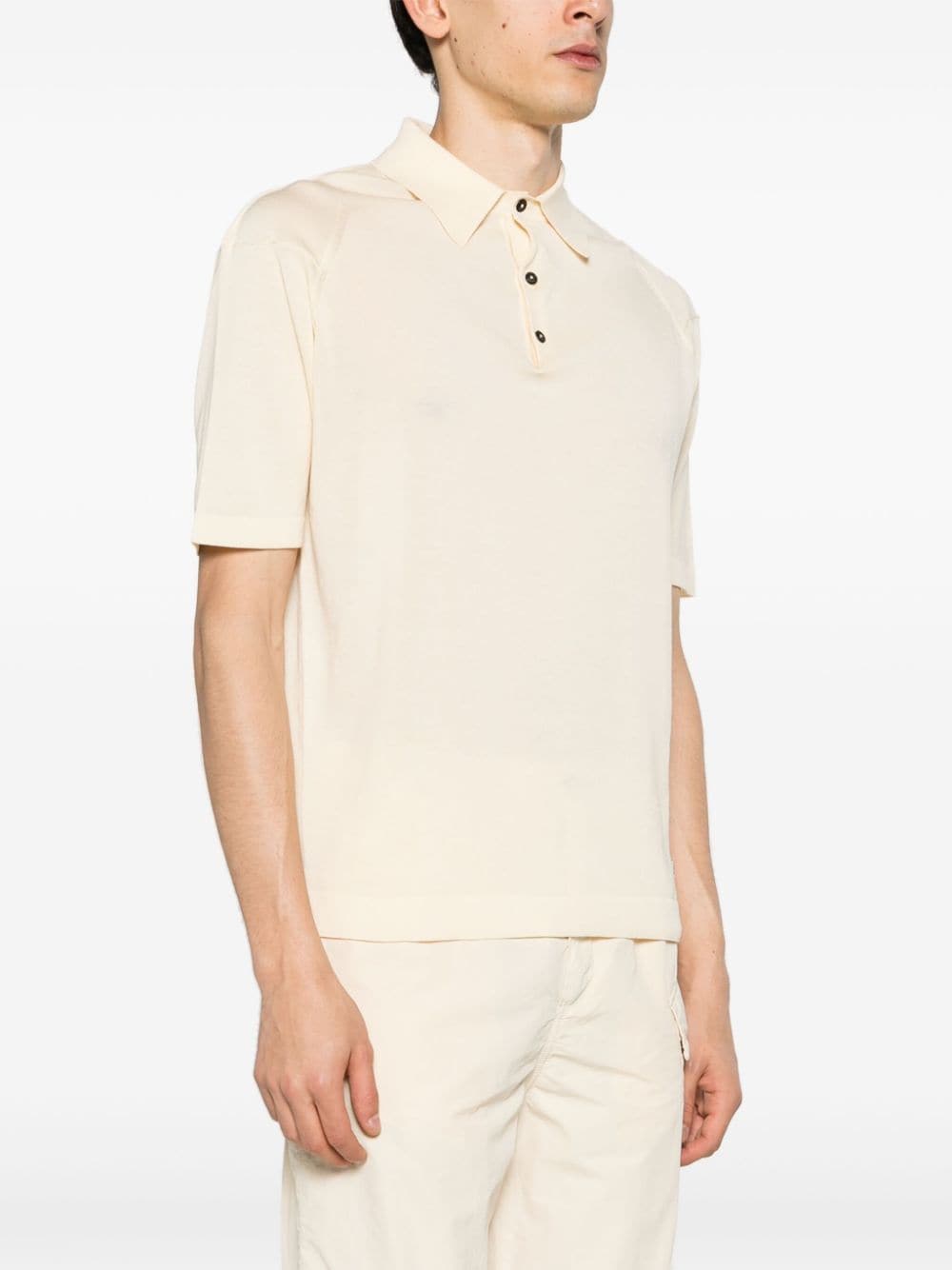 Shop C.p. Company Fine-knit Short-sleeve Polo Shirt In Yellow