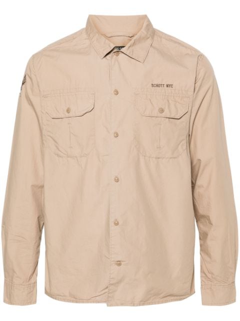 Schott Army logo-embroidered shirt