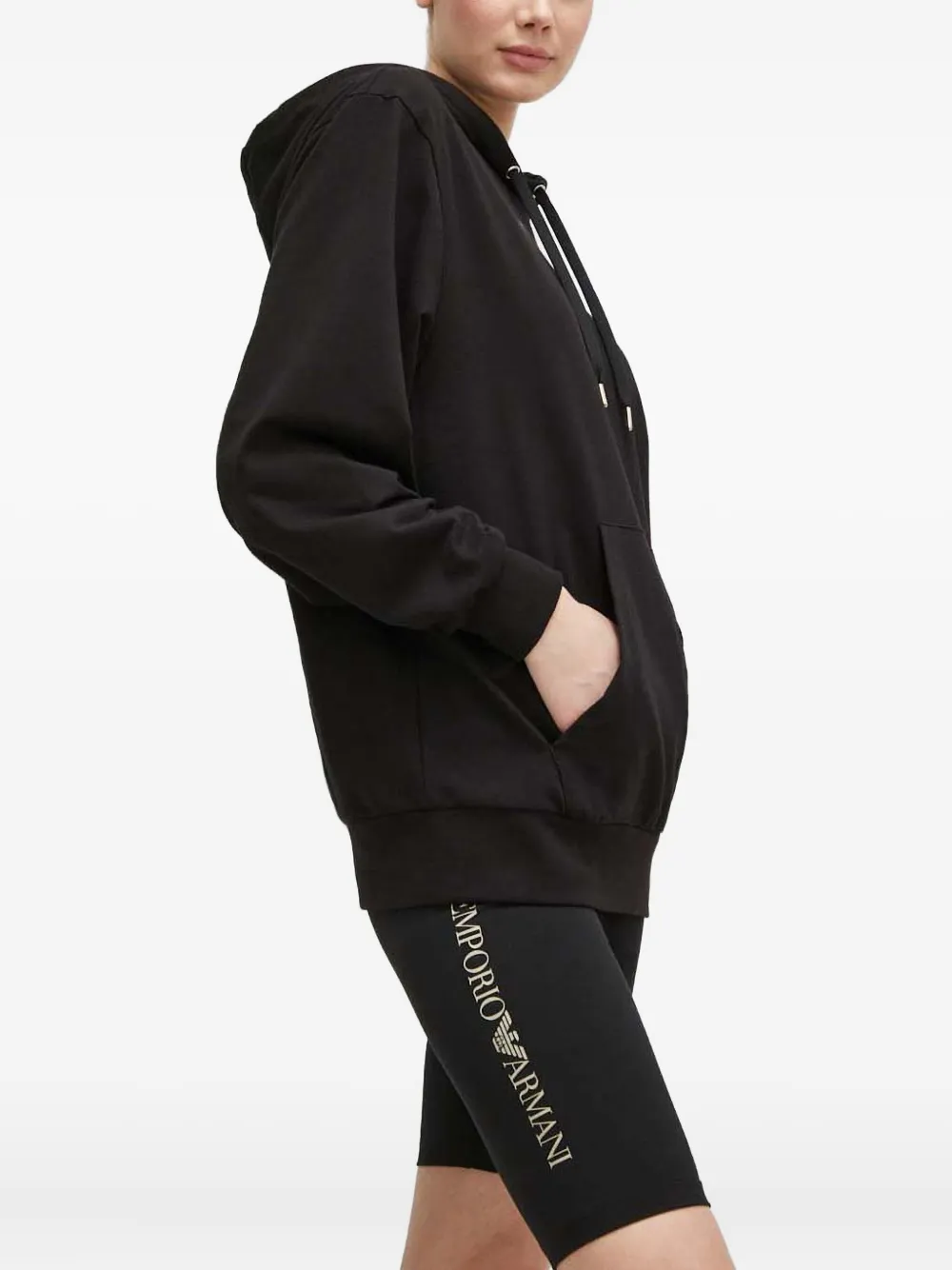 Ea7 Emporio Armani logo hooded top - Zwart