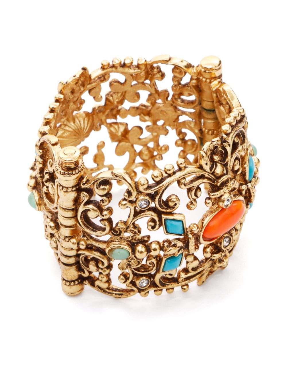 Pre-owned Dior Stone-embellishment Bangle Bracelet In Gold