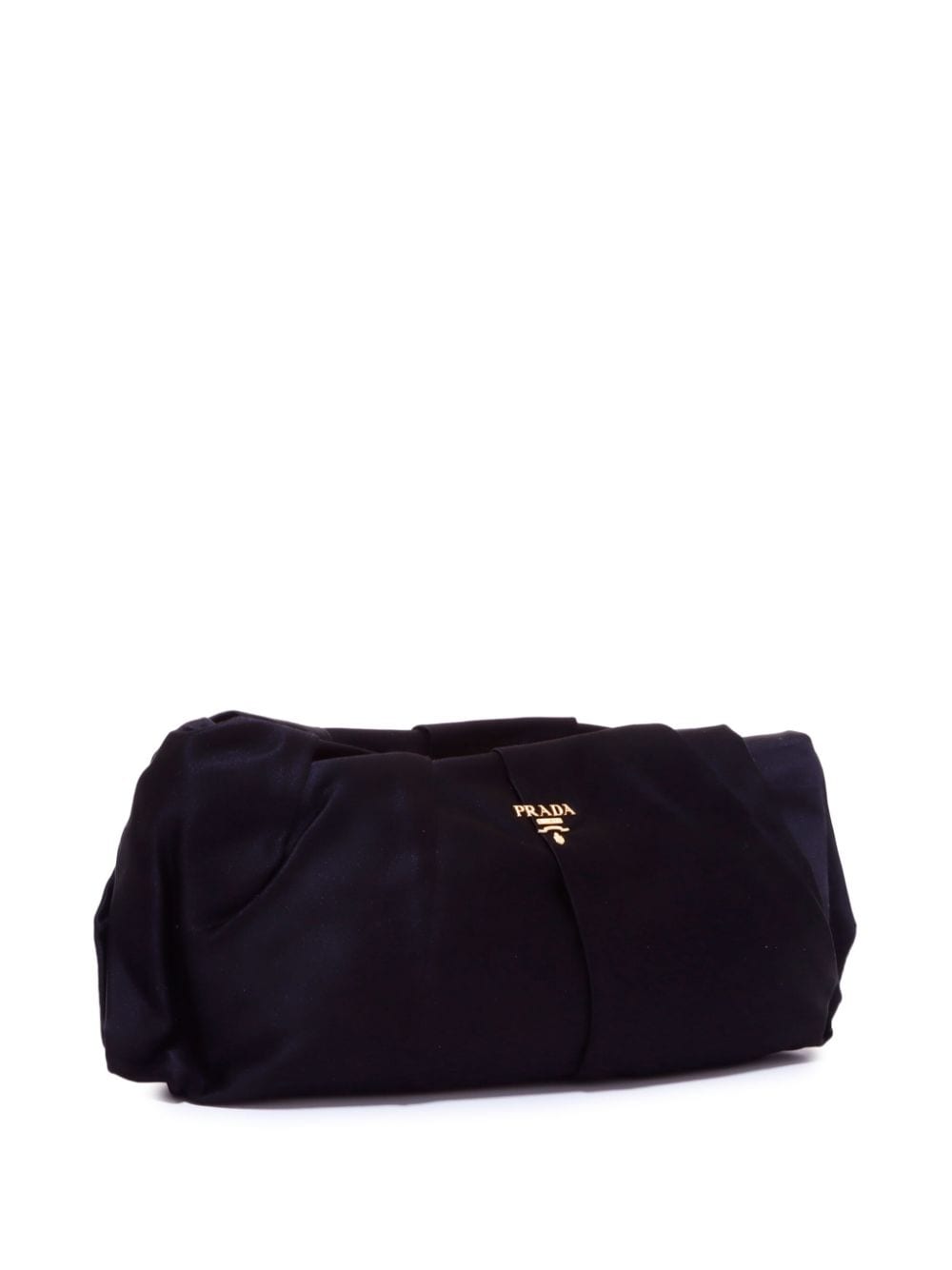 Pre-owned Prada Logo-lettering Satin Clutch Bag In Black