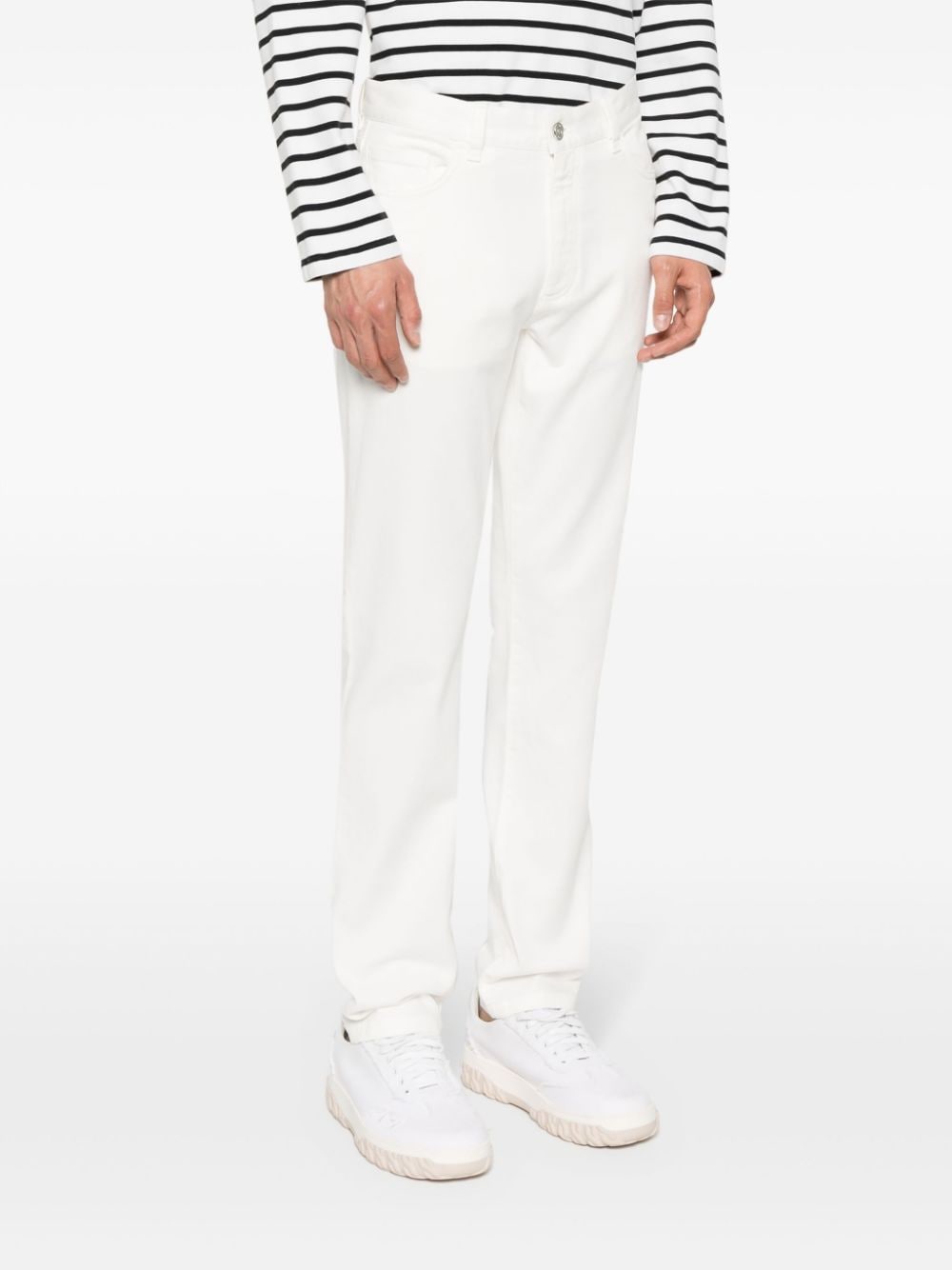 Shop Zegna Mid-rise Slim-fit Jeans In White