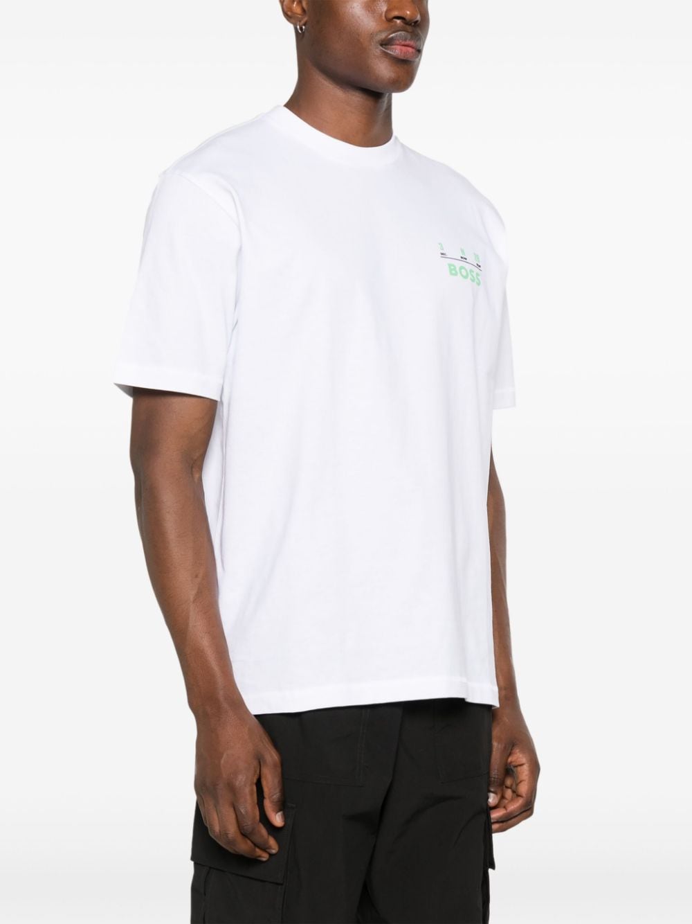 Shop Hugo Boss Logo-print Cotton T-shirt In 白色