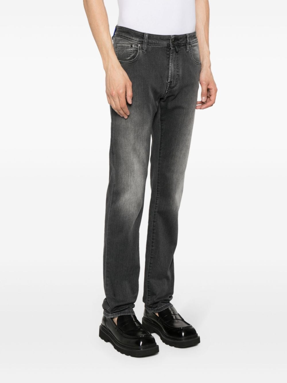 Shop Jacob Cohen Scarf-detail Tapered Jeans In Black