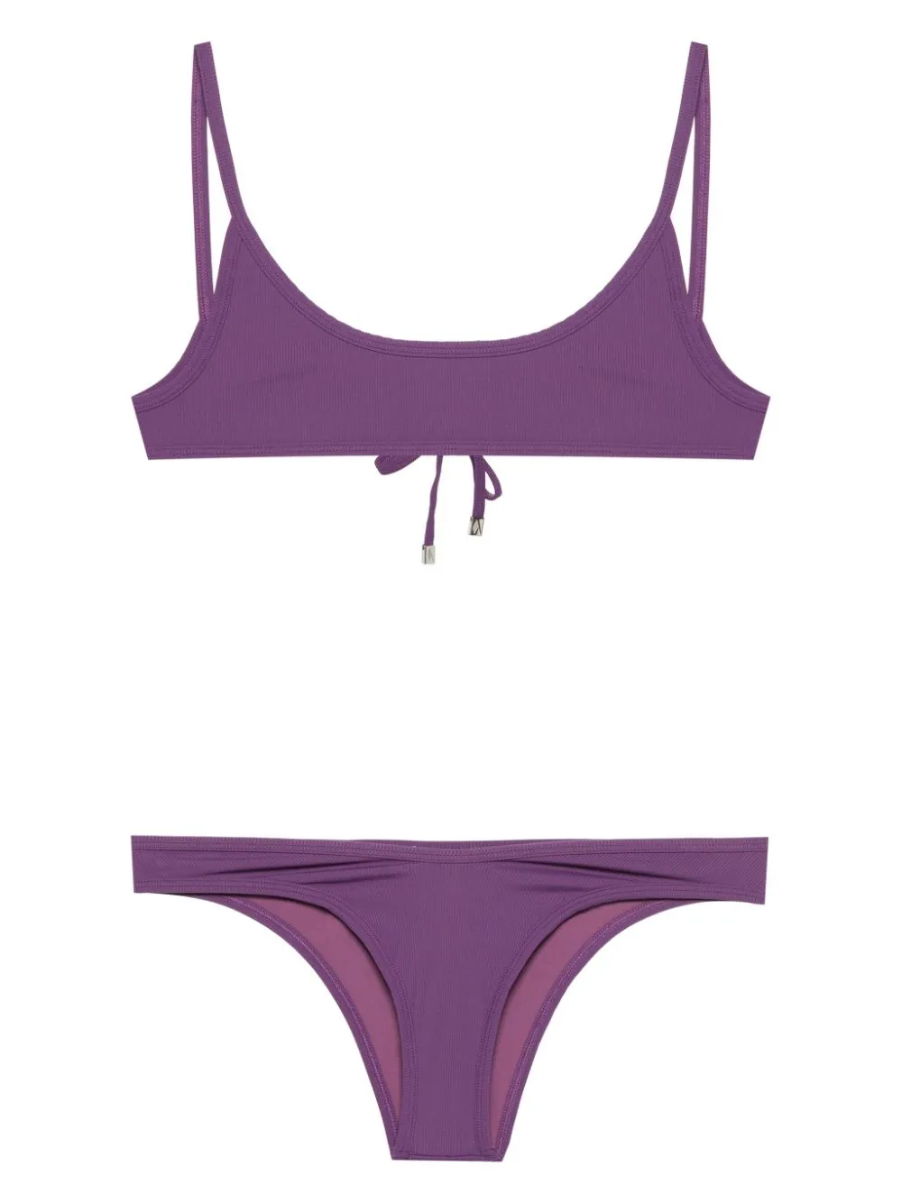 Shop Attico Fine-ribbed Bikini In Purple