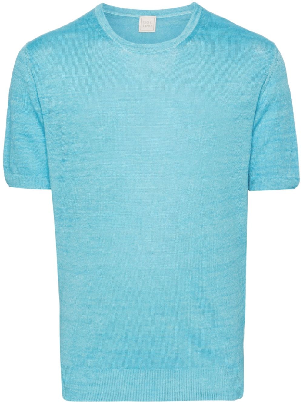 120% Lino Short-sleeve Linen T-shirt In Blue