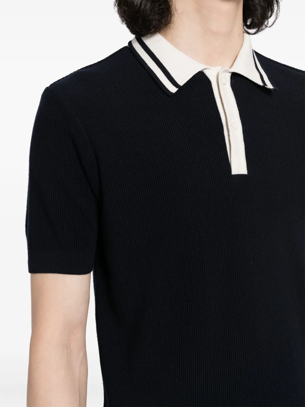 Shop Paul & Shark Fine-ribbed Cotton Polo Shirt In Blue