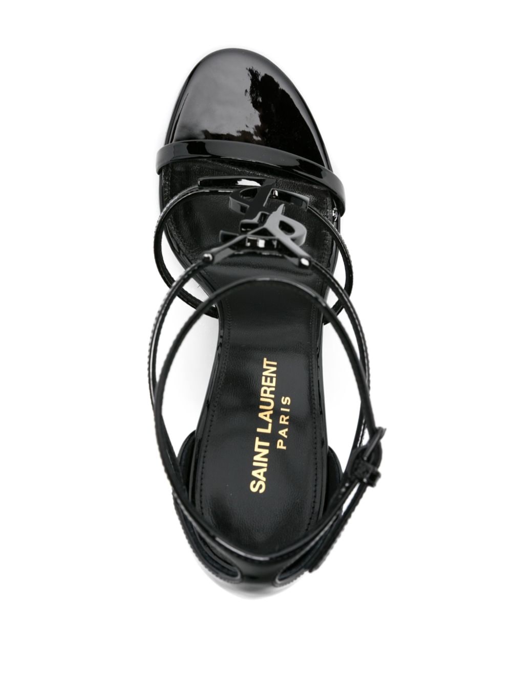 Shop Saint Laurent Cassandra 100mm Leather Sandals In Black