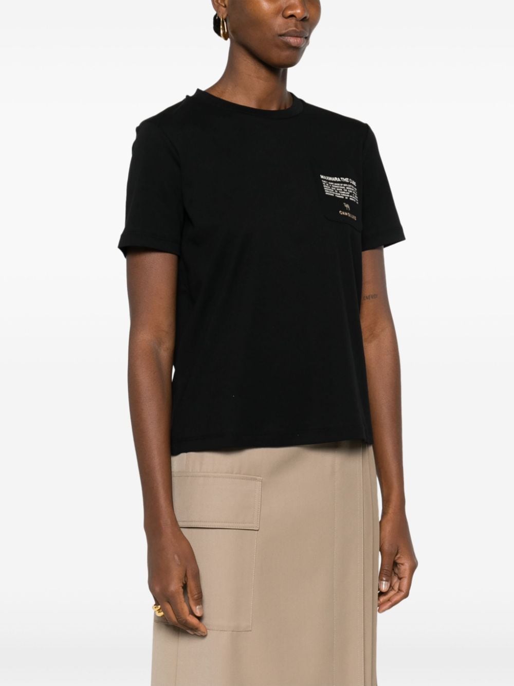 Shop 's Max Mara Sax Logo-embroidered Cotton T-shirt In Black