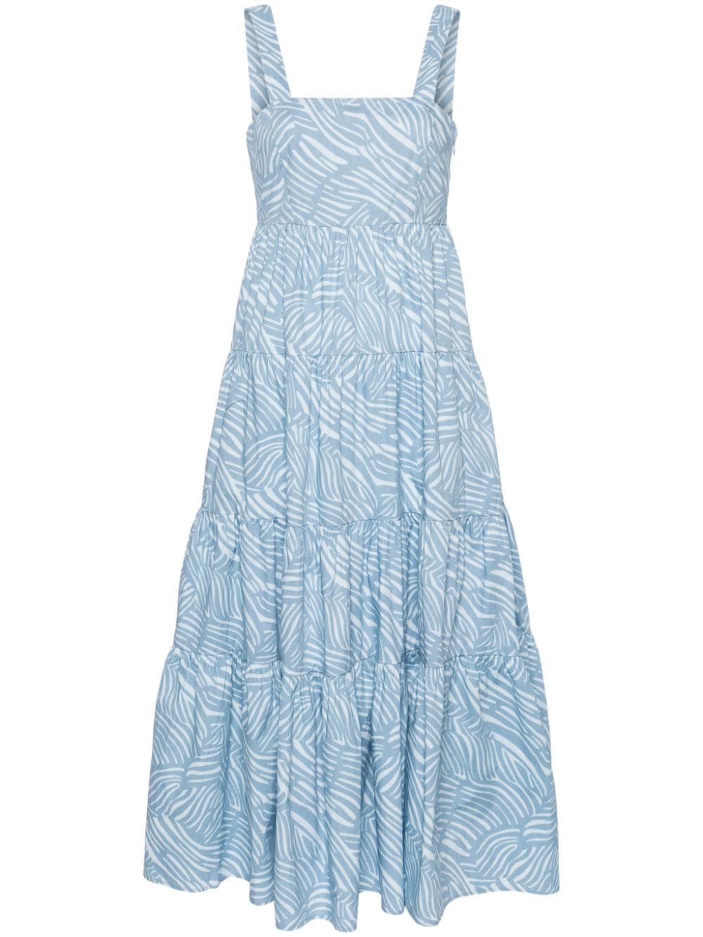 Michael Kors Zebra Print Stretch Organic Cotton Poplin Dress In Blue