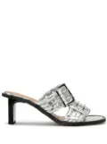 GANNI buckled leather mules - Silver