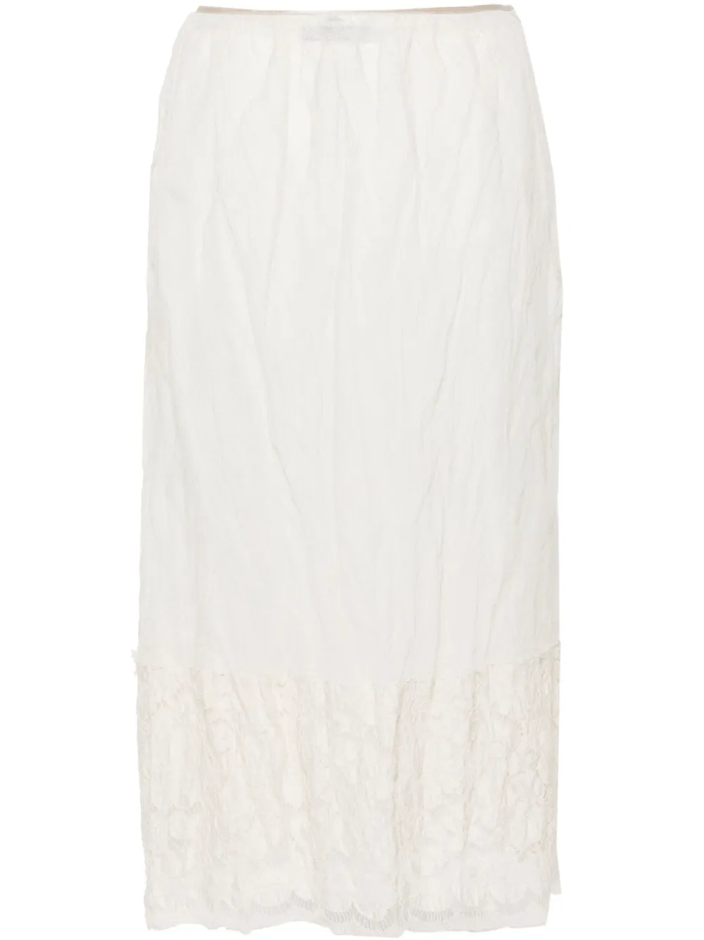 Prada Floral-lace Slip Skirt In White