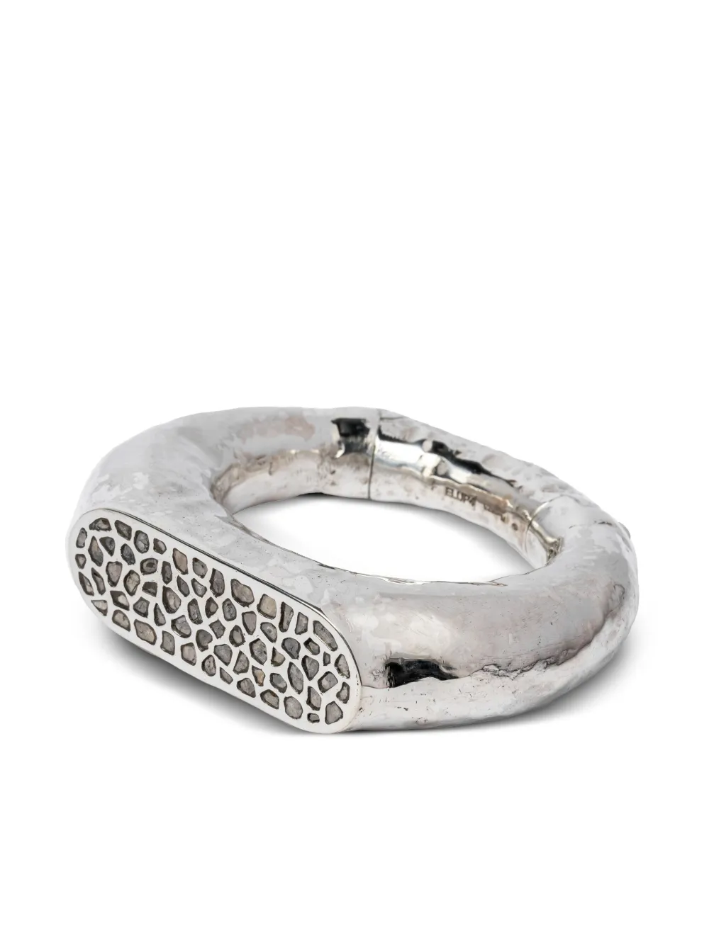 Parts of Four Thick Roman hammered diamond bracelet - Zilver