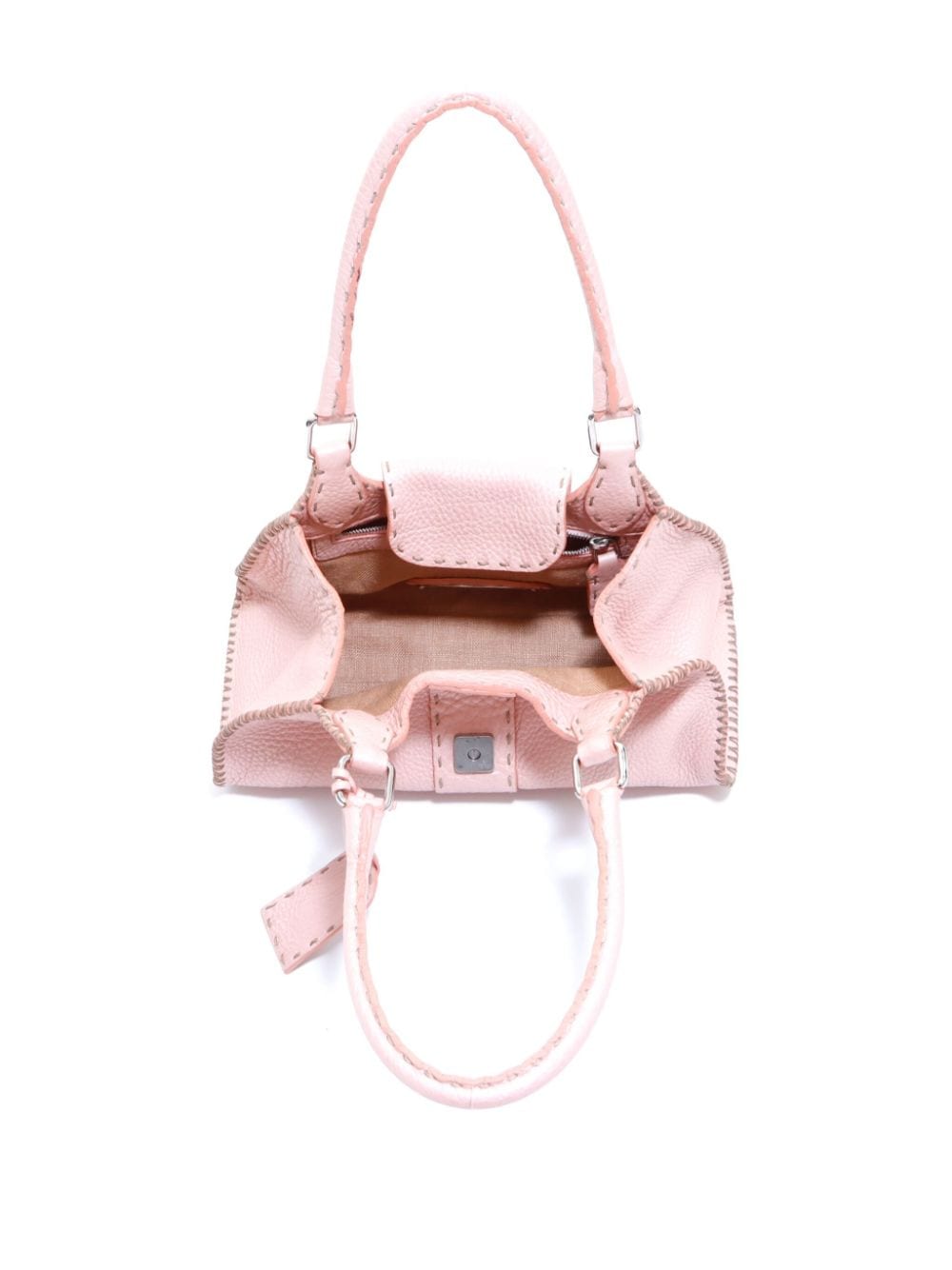 Pre-owned Fendi Selleria Whipstitch Shoulder Bag In Pink