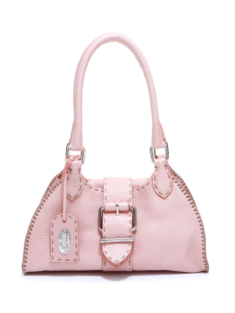 Pre-owned Fendi Selleria Whipstitch Shoulder Bag In Pink