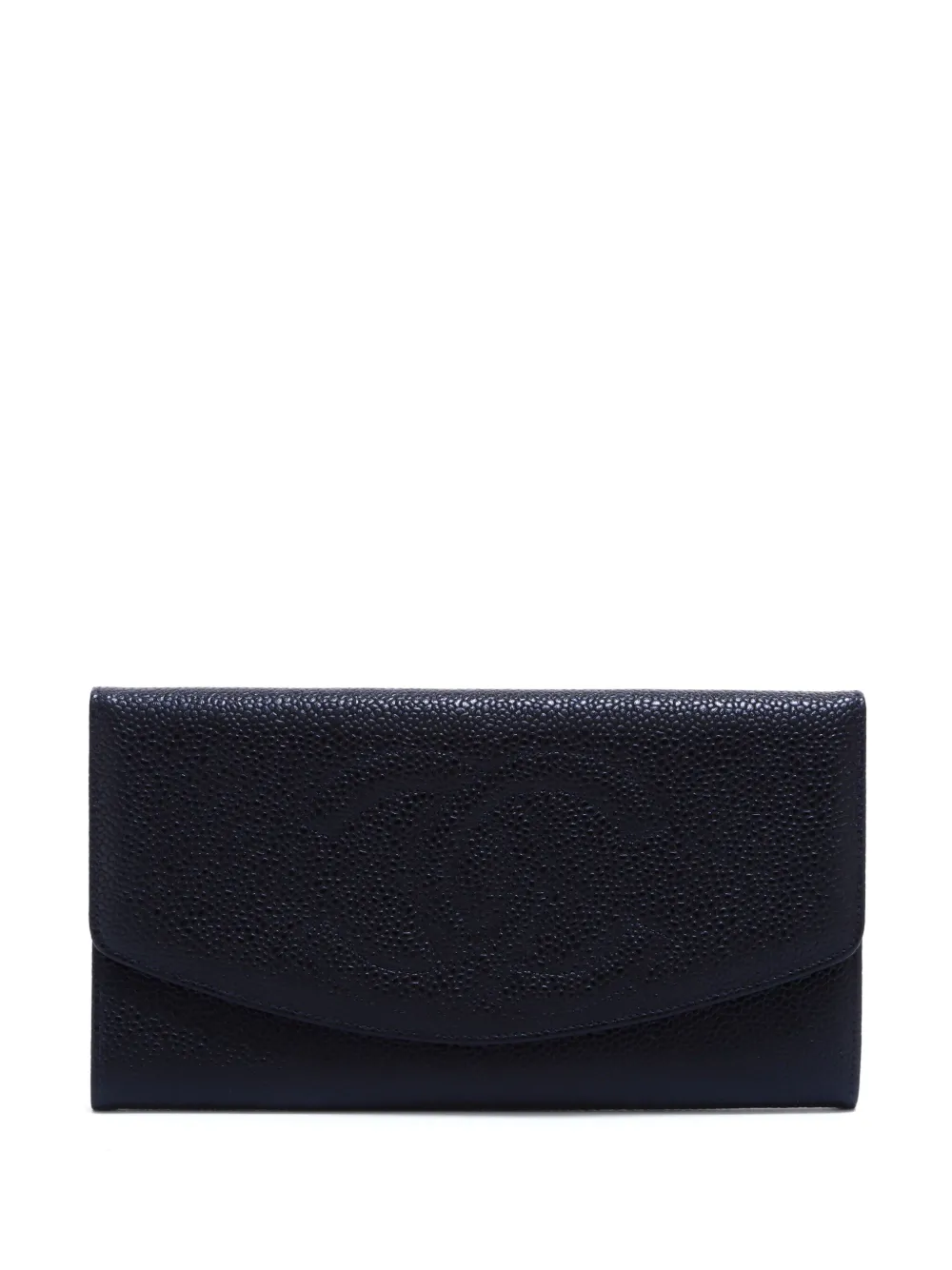 CHANEL Pre-Owned 1994-1999 CC debossed flap long wallet – Black